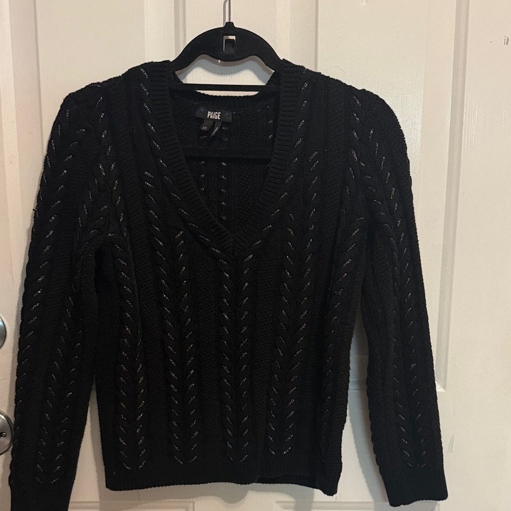 PAIGE Women's Black V-Neck Sweater